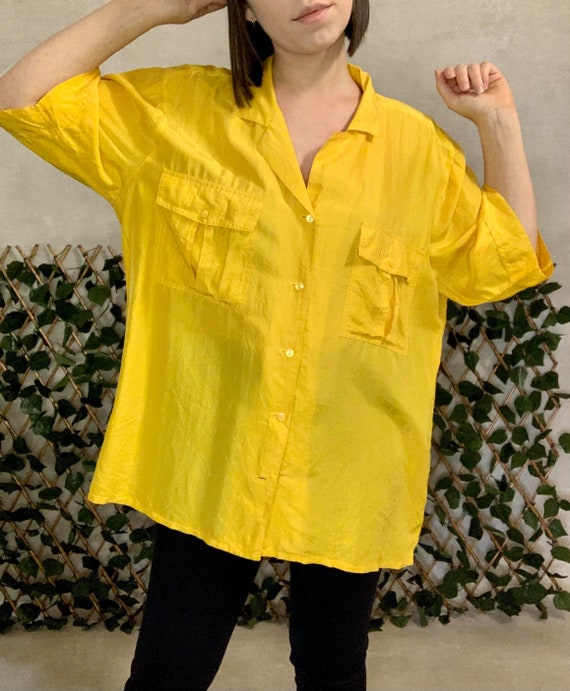 Vintage Michele Boyard Design Golden Yellow Silk Button Front | Etsy