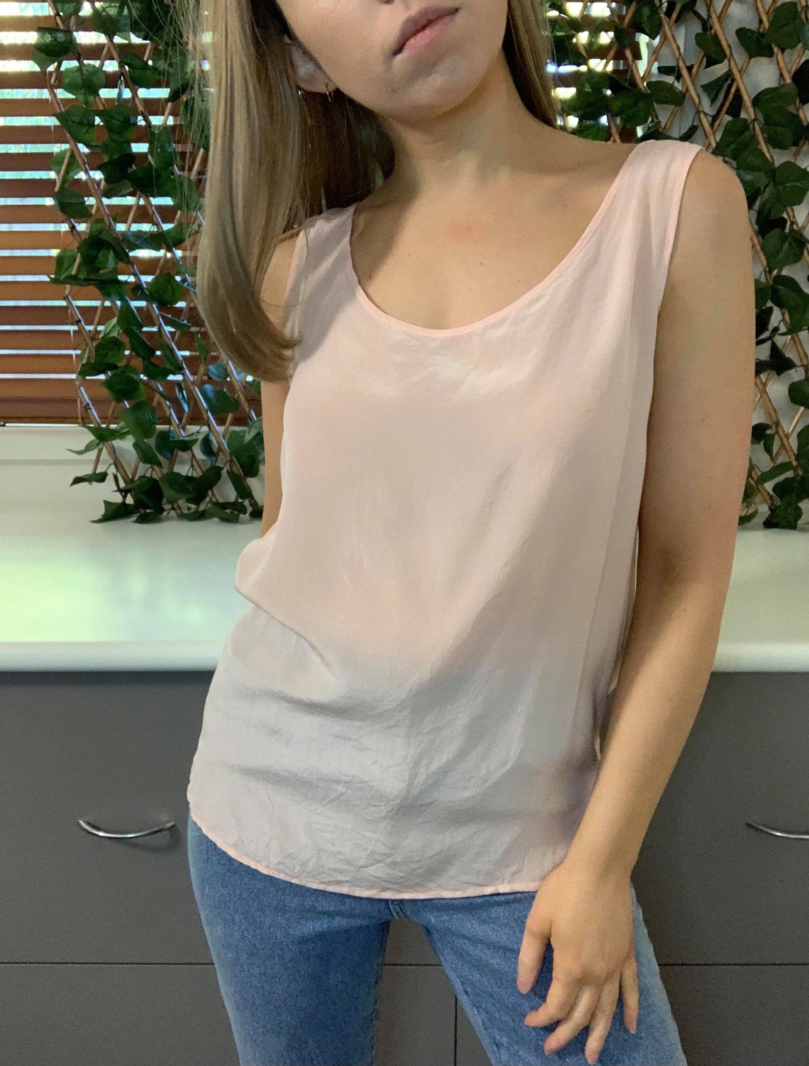 Vintage Light Pink Silk Singlet Style Top Summer Sleeveless Etsy