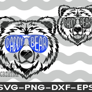 Papa ours svg, svg papa, ours avec des lunettes de soleil svg, svg papa ours, lunettes de soleil ours, Silhouette Cricut, svg eps png dxf ours, fête des pères