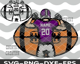 Football SVG, Football Player SVG,  Customize Name Number Football jersey, High School, Customizable Football Player, Cricut PNG Layered