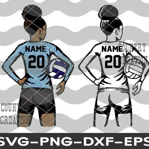 Jogador de vôlei em camadas SVG, garota de vôlei SVG, vôlei svg, camiseta de vôlei, vôlei de ensino médio, rabo de cavalo afro esportivo