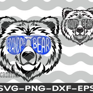 Svg grand-père, papa ours svg, ours avec des lunettes de soleil svg, papa ours svg, lunettes de soleil ours, Silhouette Cricut, svg eps png dxf ours, fête des pères