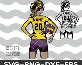 Layered Volleyball Player SVG, volleyball SVG, personalize name, girl ponytail volleyball Volleyball t-shirt High school team Volleyball mom