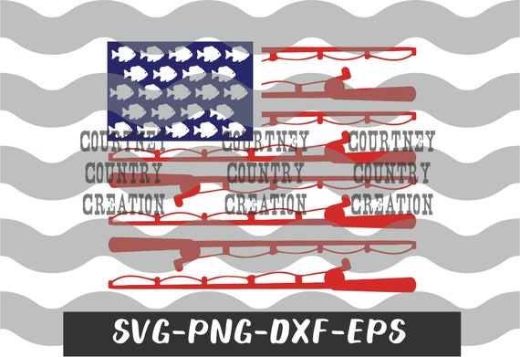 Download Red Blue Fishing American Flag Svg 4th Of July Svg Fish Etsy