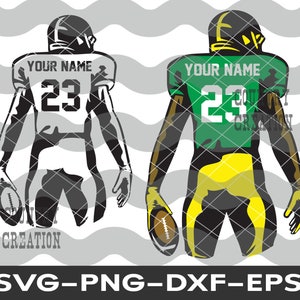 Layered Custom Football SVG, Football Shirt Customize Name Number Player, Boy Football, Football Customized High School Football Silhouette