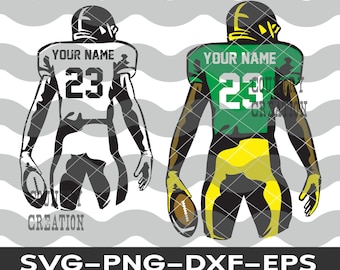 Layered Custom Football SVG, Football Shirt Customize Name Number Player, Boy Football, Football Customized High School Football Silhouette