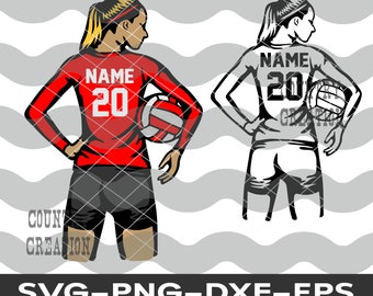 Layered Volleyball Player SVG, volleyball SVG, personalize name, girl ponytail volleyball Volleyball t-shirt High school team Volleyball mom