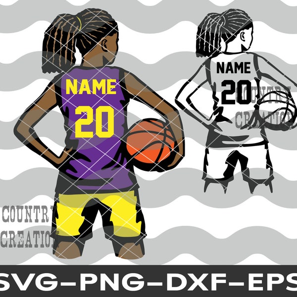 Layered Girl Basketball SVG, Basketball Shirt Customize Name Number, Girl Basketball SVG, Basketball Mom, Braid ponytail dreadlocks dreads