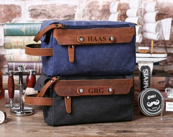Personalized Canvas Leather Toiletry Bag - Groomsmen Gift
