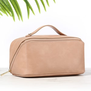 Veganes Leder Kosmetiktasche Handliche Reise Wasserdichte Make-up Tasche, Ledertasche, Leder Geldbörsen, Kleine Kompakte Tasche, Brautjungfer Geschenk Bild 5