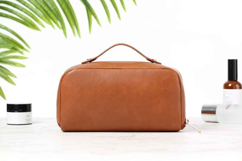 Veganes Leder Kosmetiktasche Handliche Reise Wasserdichte Make-up Tasche, Ledertasche, Leder Geldbörsen, Kleine Kompakte Tasche, Brautjungfer Geschenk Bild 7