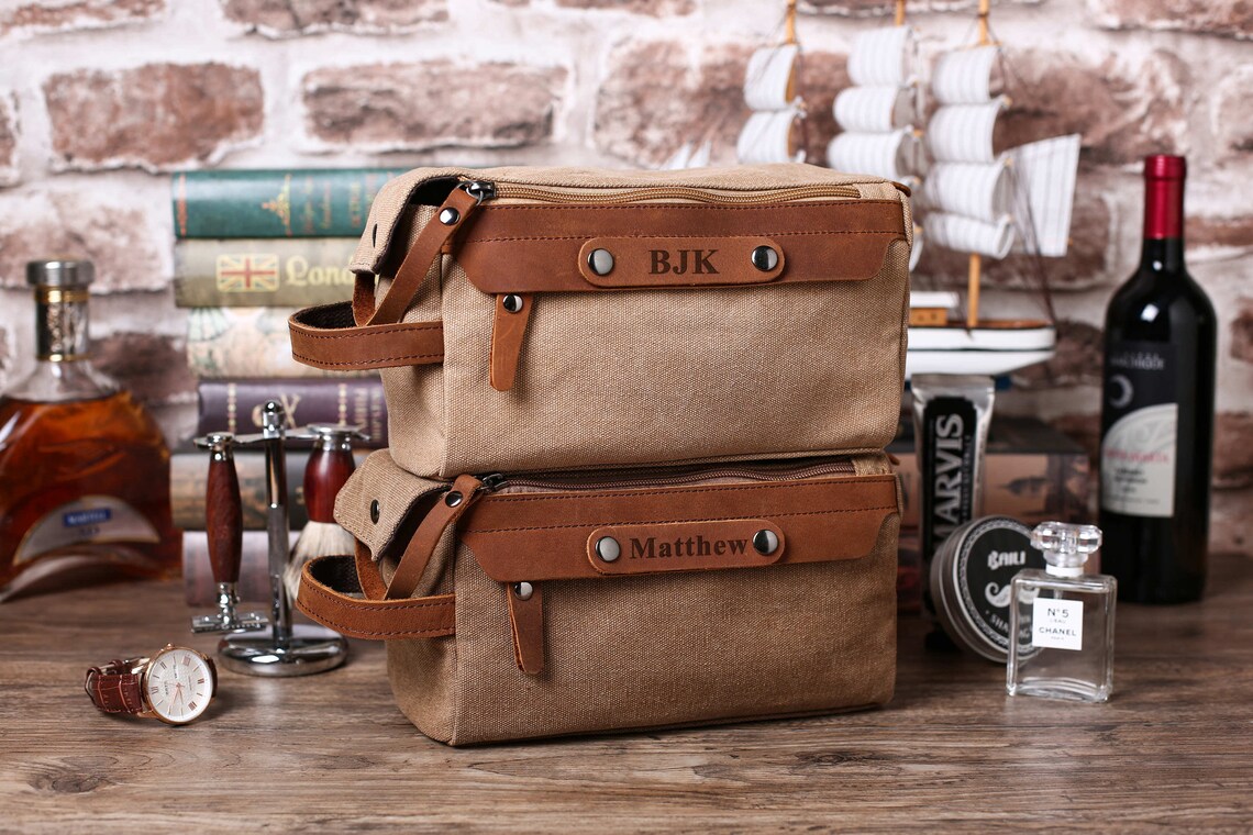 Personalized Shaving Kit Groomsmen Toiletry Bag Leather Dopp Etsy