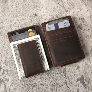 Personalized Groomsman Gift RFID Money Clip Genuine Leather Wallet Boyfriend Fathers Day Gifts for Men Custom Gifts for Him image 3
