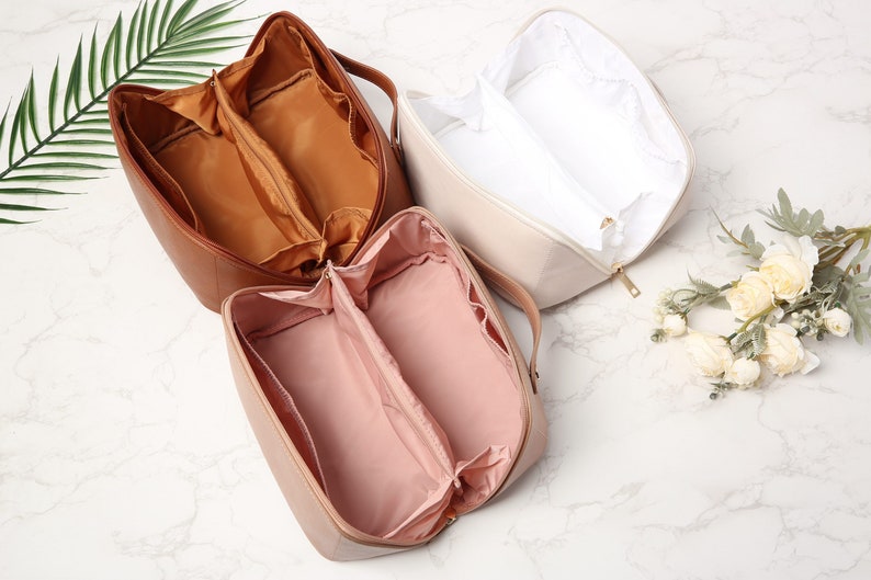 Veganes Leder Kosmetiktasche Handliche Reise Wasserdichte Make-up Tasche, Ledertasche, Leder Geldbörsen, Kleine Kompakte Tasche, Brautjungfer Geschenk Bild 8