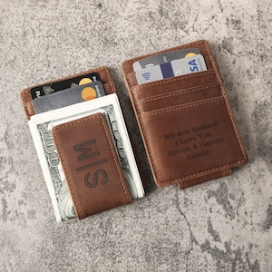 Personalized Leather Money Clip, Custom Leather Money Clip, Engraved Money Clip, Custom Leather Credit Card Wallet, Personalized Card Holder