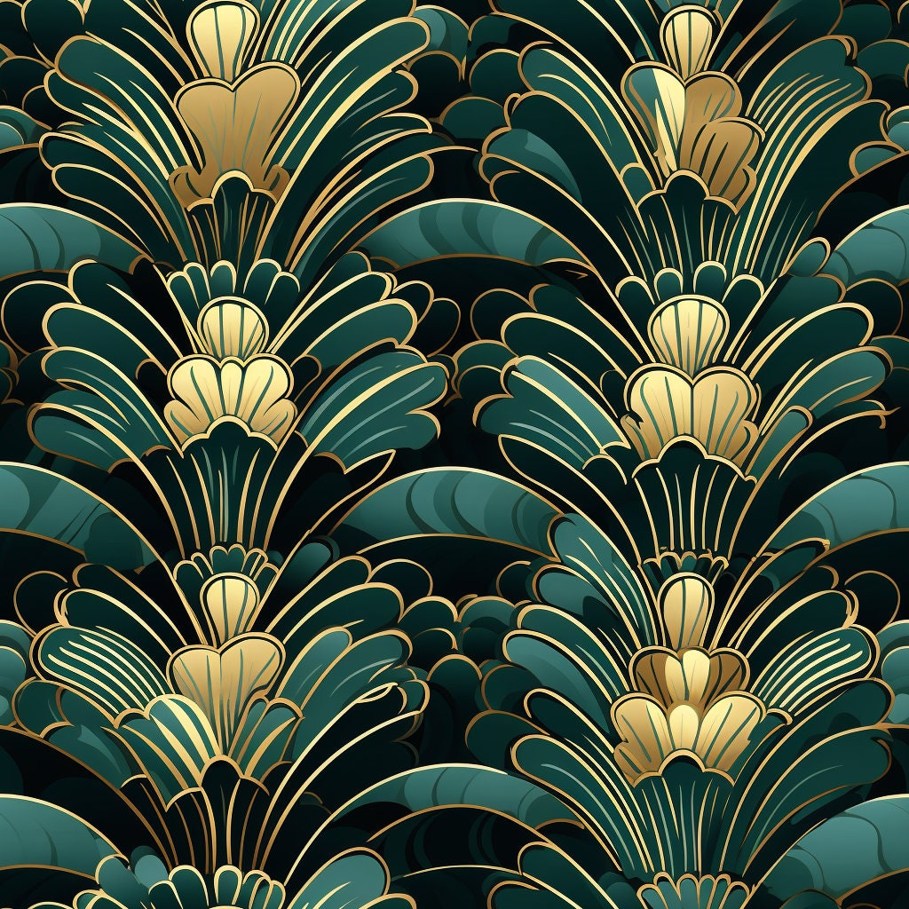 Floral Art Deco Pattern, 1920s Digital Paper, Seamless Background, Art ...