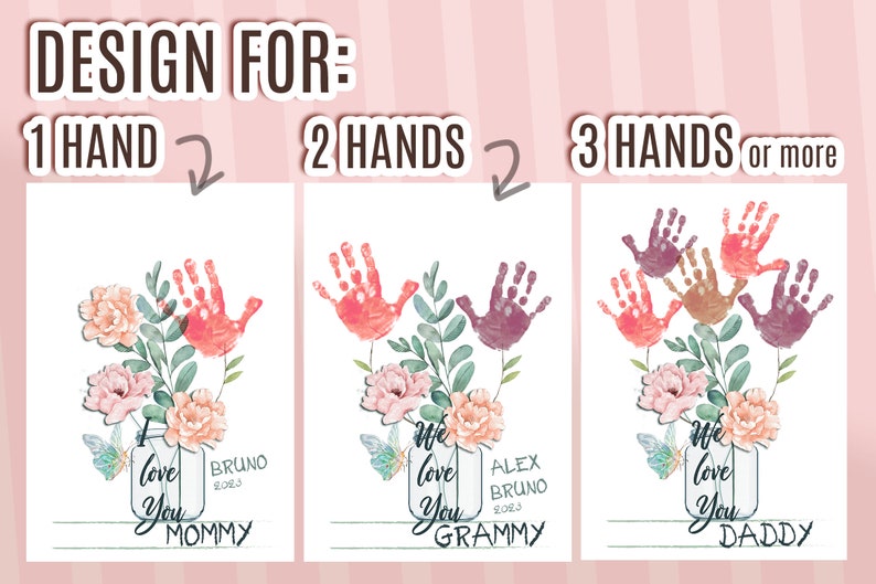 Handprint Mothers Day Card Personalized Printable Card Retro - Etsy