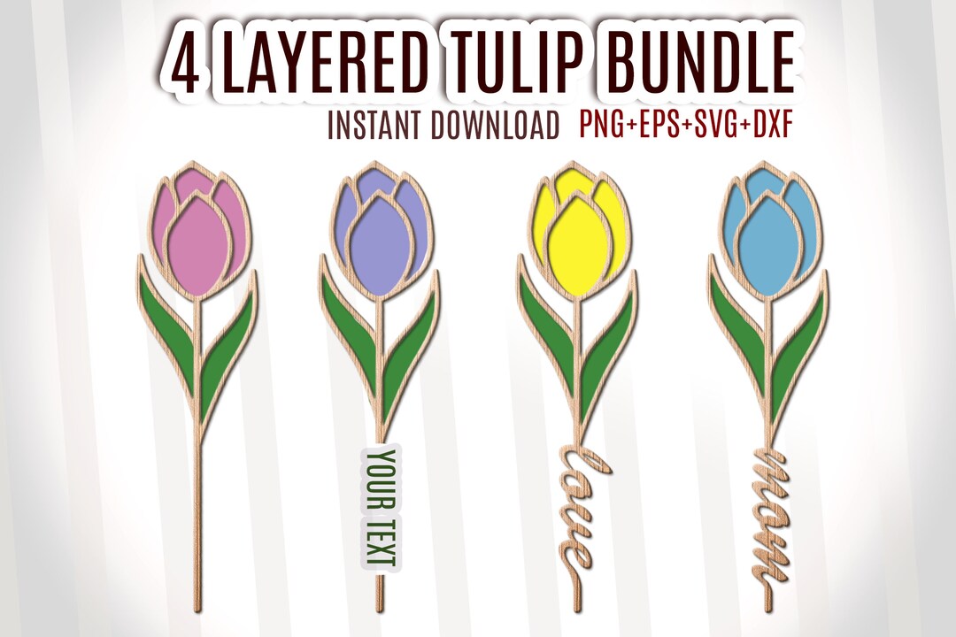 Tulip SVG Flower Laser Cut, Mother Day Svg Laser Bundle, Tulip Svg for