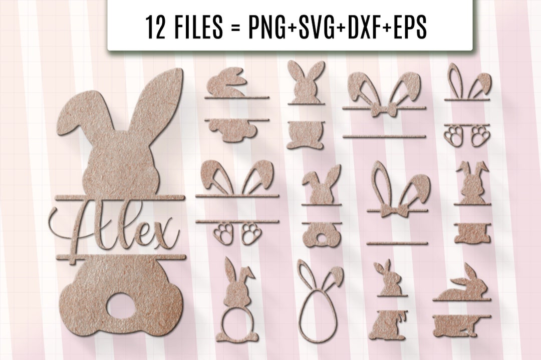 Easter Split Bunny Monogram SVG PNG Bundle Easter Bunny Laser - Etsy UK