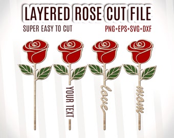 Rose Laser Cut-bestand, Moederdag bloem Svg, Valentine Rose Wood, Rose Laser Cut-bestand, houten roos naam Svg, Glowforge Rose Svg, Rose Dxf
