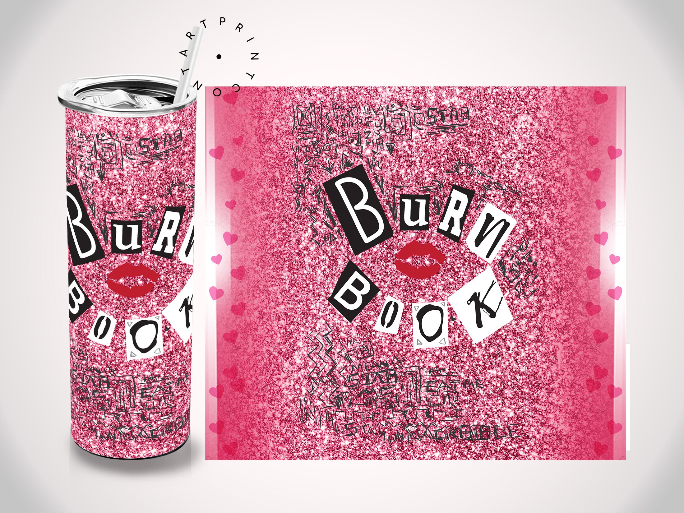 Burn Book Mean Girls Tumbler - Glitter Tumbler -Made to Order