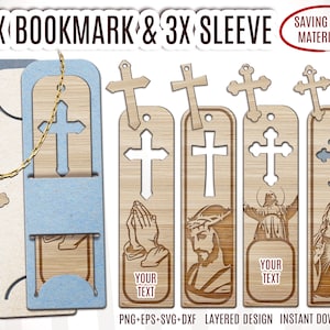 Religious SVG Laser, Christian Bookmark SVG Jesus and Cross Laser Cut File, Religious svg Bundle, Cross SVG template, Jesus Cross svg