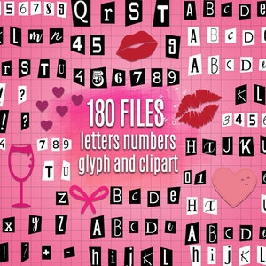 Burn Book Letters, Numbers, Clipart and Glyphs, 180 PNG Files, Mean Girls Party Decoration, Burn Book Font