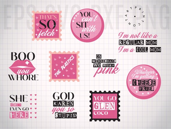 Mean Girls SVG PNG Quotes Mean Girls Party Decoration Bundle - Etsy