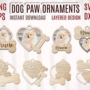 Dog Ornament Svg Laser, Christmas Ornament For Dog Svg, Custom Pet Ornament Svg, Dog Ornament With Photo Svg, Dog Memorial Ornament