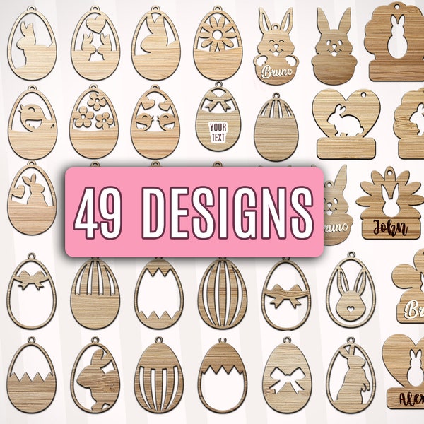 Easter Tag Laser File, Bunny Easter Tags Svg, Easter Egg Tags Svg, Easter Laser Cut Files Bundle, Easter Tag Ornament Svg, Easter Hanger Svg