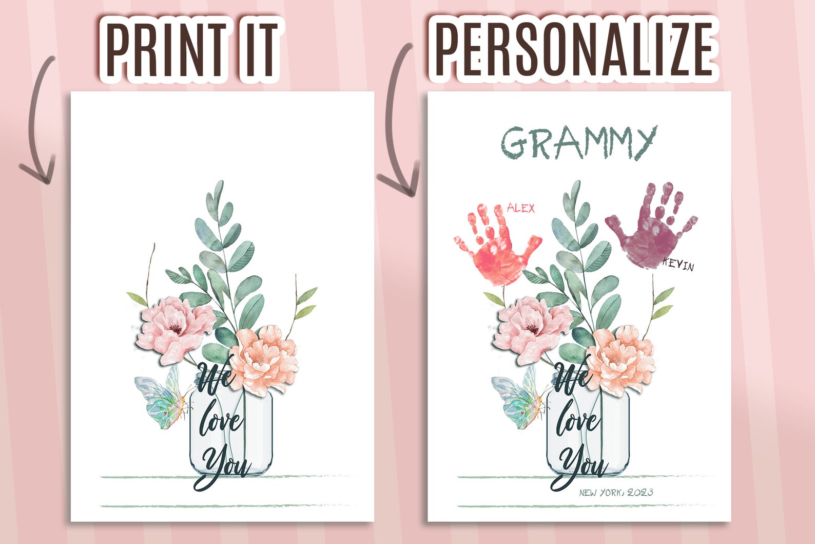 Handprint Mothers Day Card Personalized Printable Card Retro Etsy Handprint Mothers Day Card Personalized Printable Card Retro Etsy