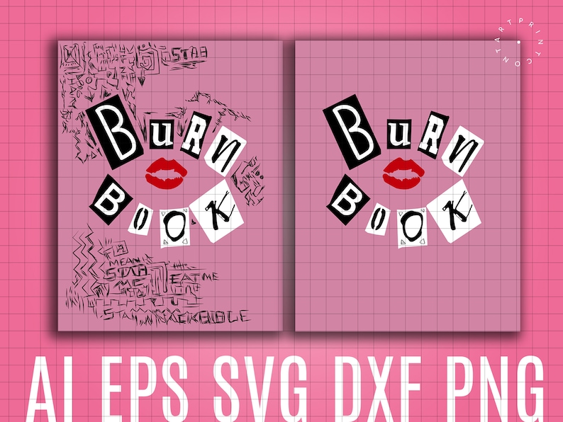 2x Burn Book Printable Cover Burn Book Journal Cover Mean Etsy