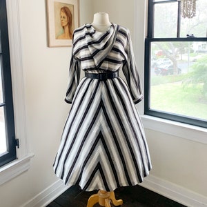 1970s Black White and Grey Wool Winter Dress
