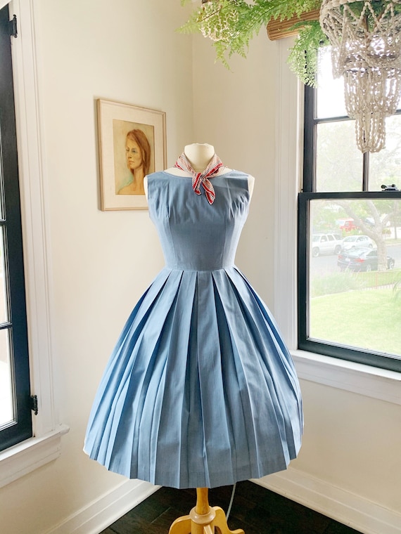 1950s Denim Swing Dress