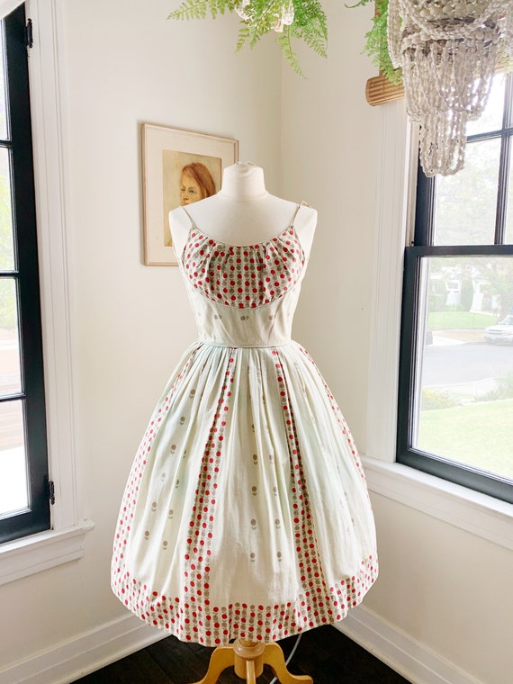 1950's Novelty Apple Print Day Dress