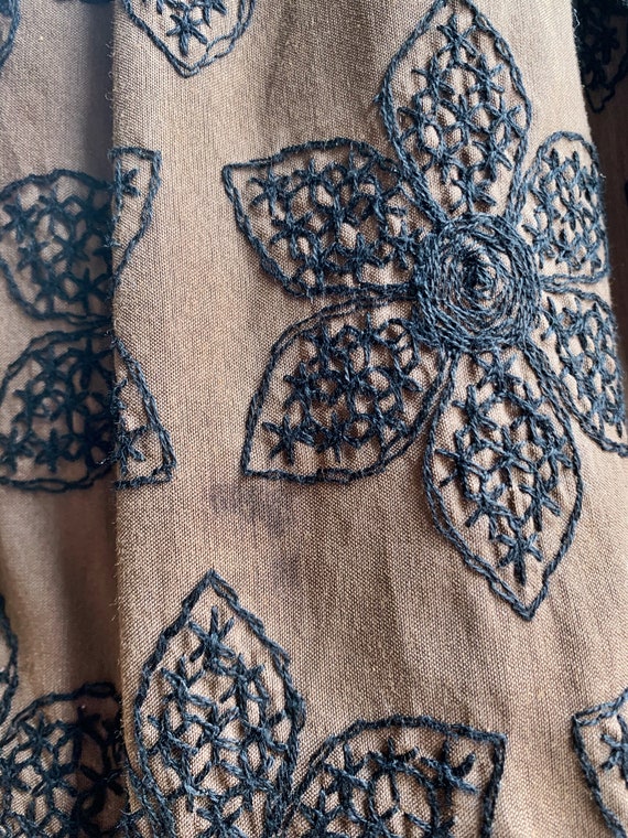 1950's Brown Fall Embroidered Dress - image 4