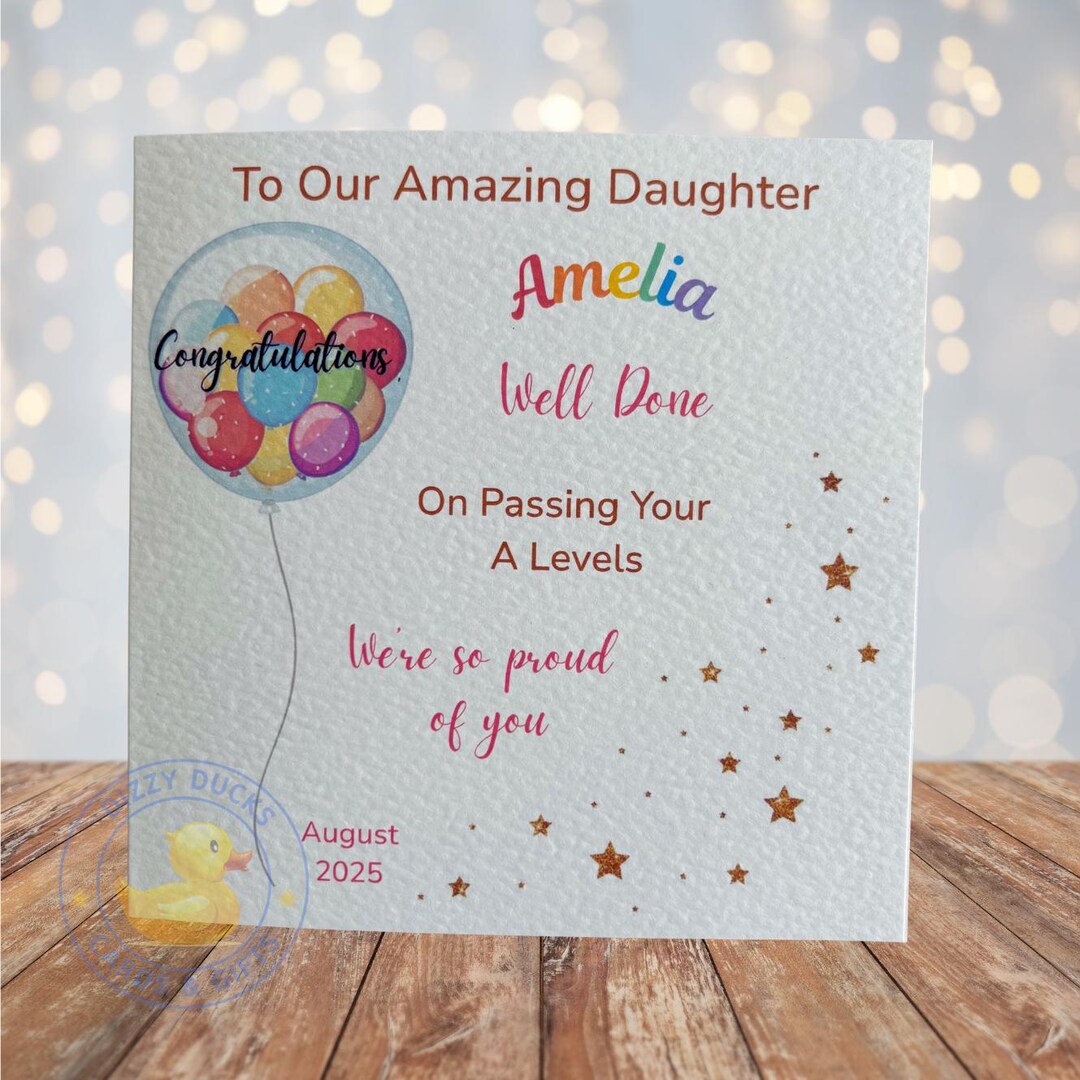 Personalised Congratulations Passed Exam GCSE A Levels Results Card ...