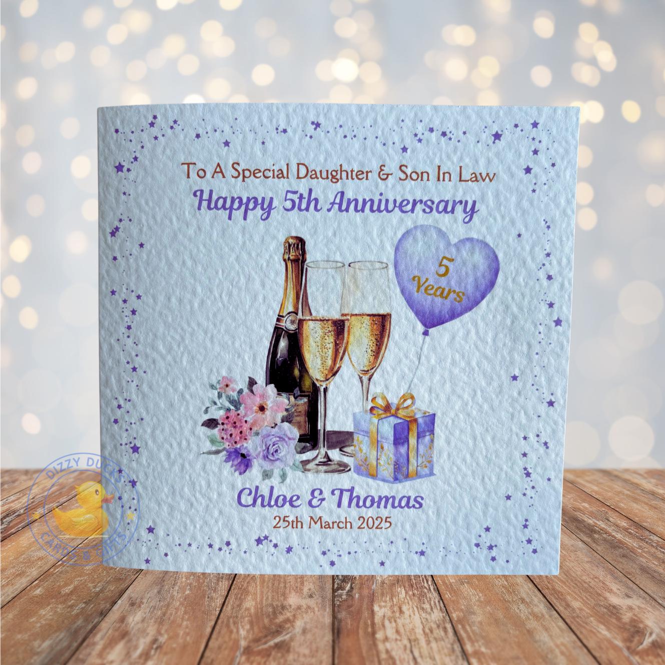 Personalised Happy Anniversary Congratulations Card Couple Names Date Year Daughter Son In Law Brother Sister Mum Dad Auntie Uncle Friends