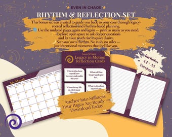 July 2025 Printable Bonus Pack – Celestial Reflection Cards, Coloring Page, Blank Calendar, Lined & Dot Paper – Mini Binder A4 Inserts
