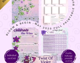 May 2025 Printable Bundle | Affirmation Cards, Tracker, Planner, Reflection Pages + Bonus | Twist of Violet Digital Download
