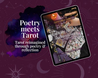 Poetic Tarot Book | Unfolding Through Shadows & Stars | Digital Download | Tarot Reflection | Poetry for Self-Discovery