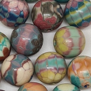 Vintage ceramic patterned round beads 15mm - pack of 5 beads