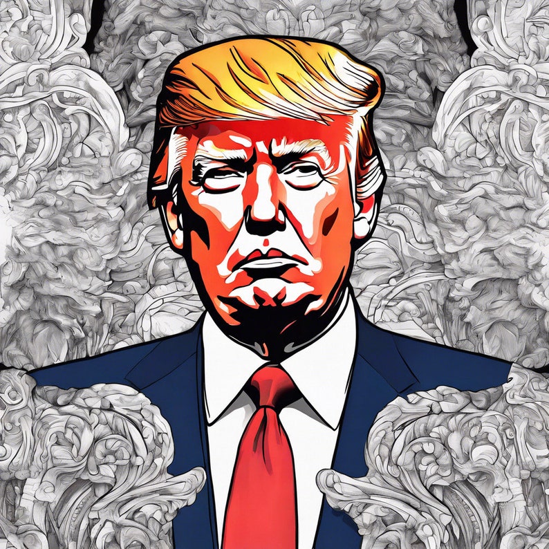 Donald Trump Printable Coloring Page - Etsy
