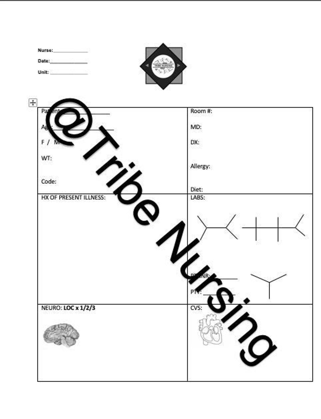 Nursing Brain Sheet - Etsy