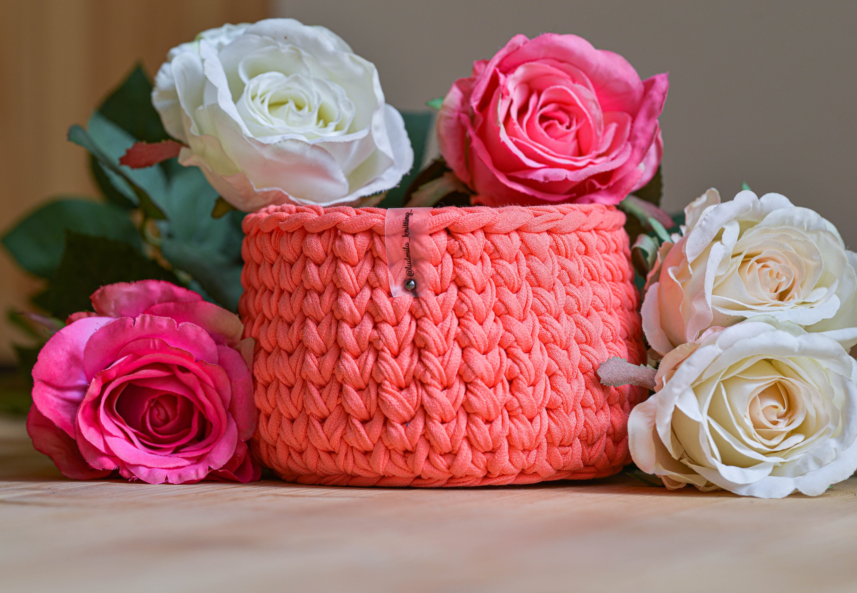 Rosa Häkelkorb Aufbewahrungskorb Stoffkorb Bad organizer | Etsy