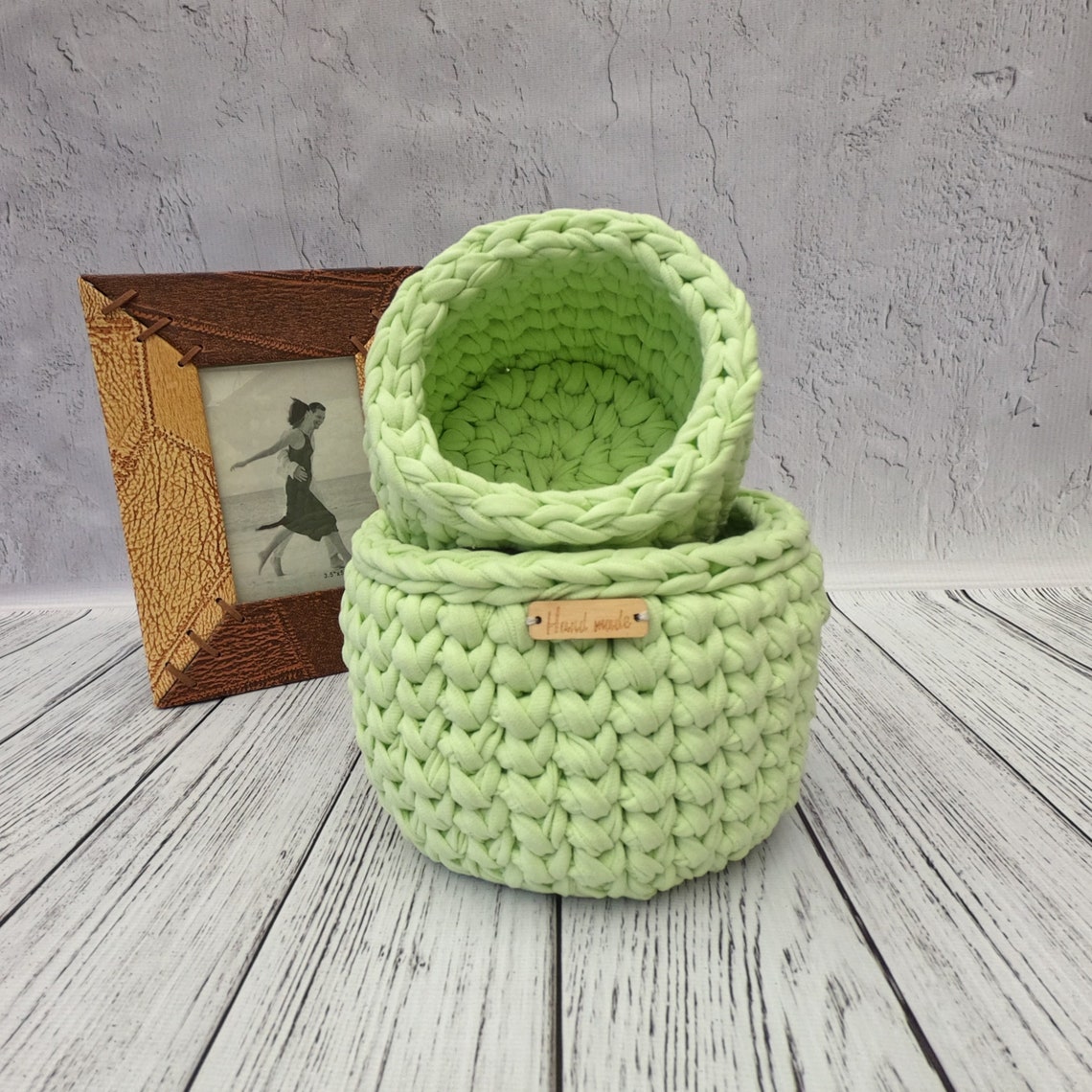 Set of knitted baskets for storage and order. Baskets for Etsy