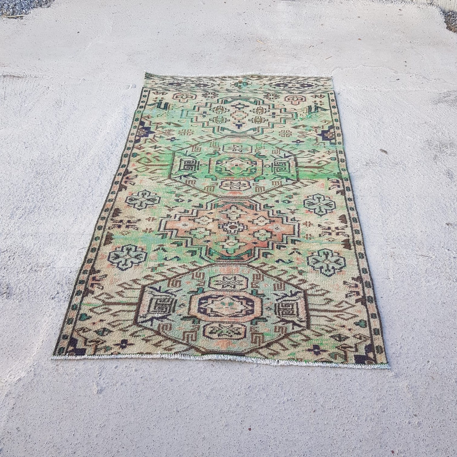 Vintage area rug Green rug Bohemian rug Tribal rug Etsy