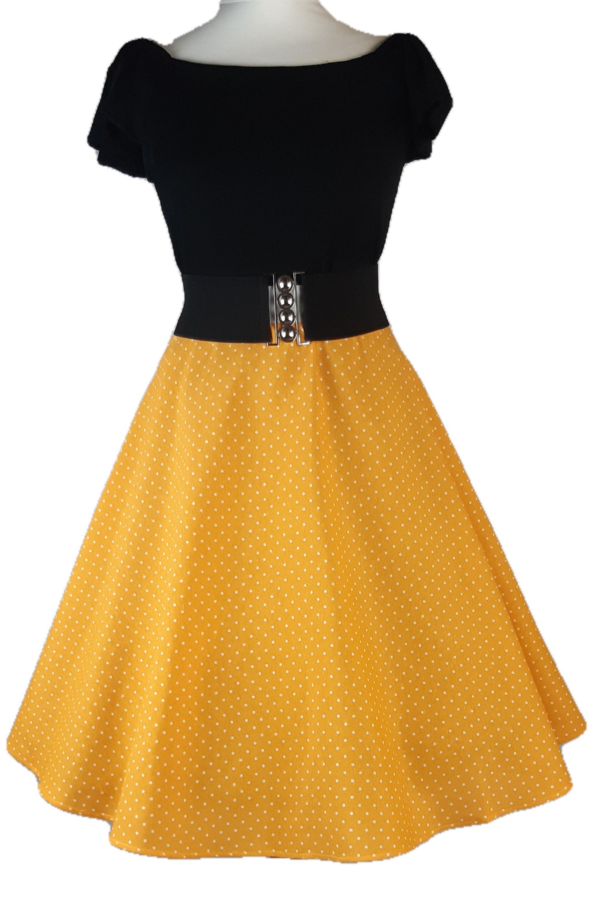 Cottage core high waisted yellow skirt. Polka dot plus size Etsy