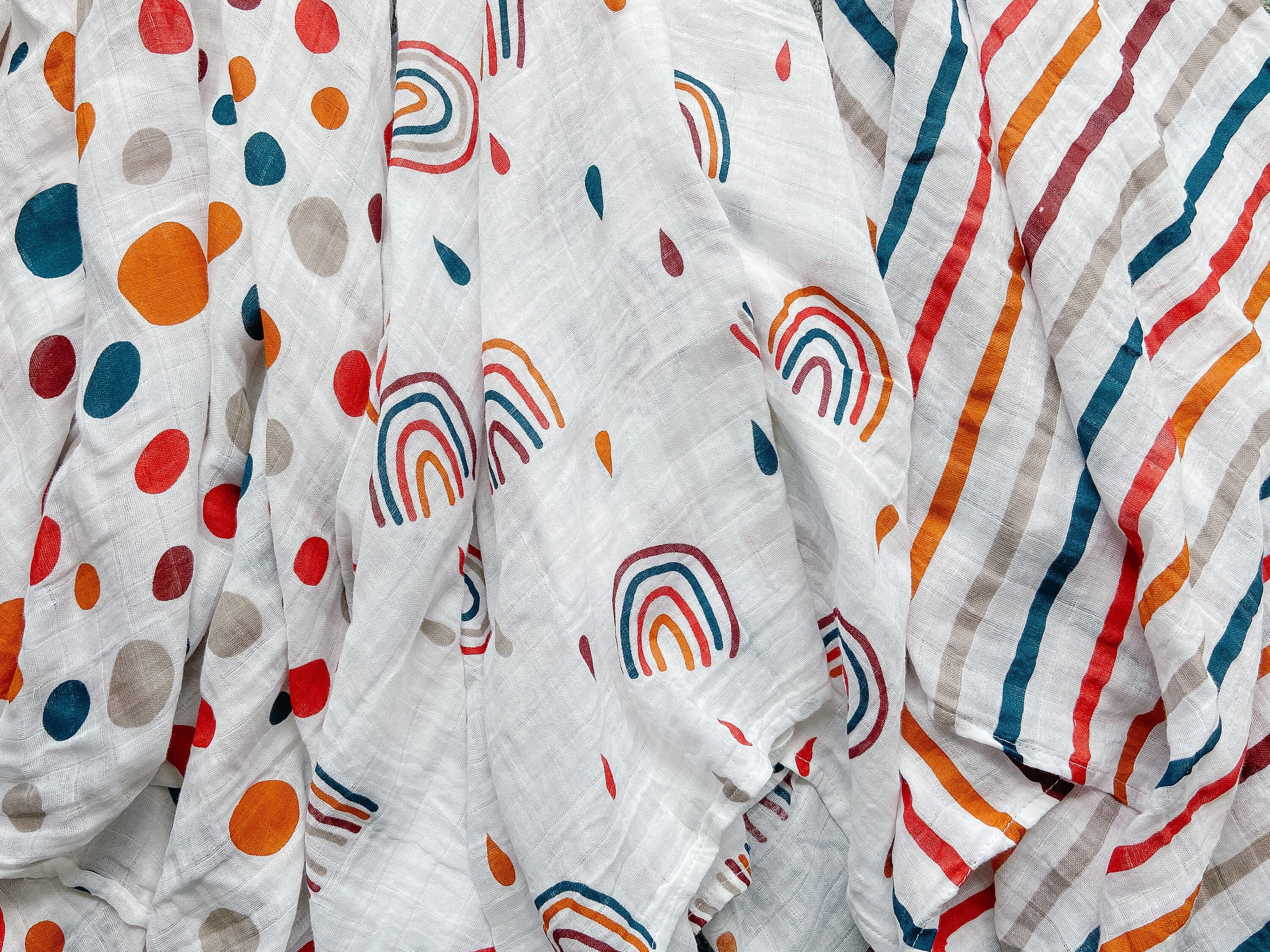 Rainbow Muslin Baby Swaddle Blanket Set de 3 100 Algodón 47in x 47in