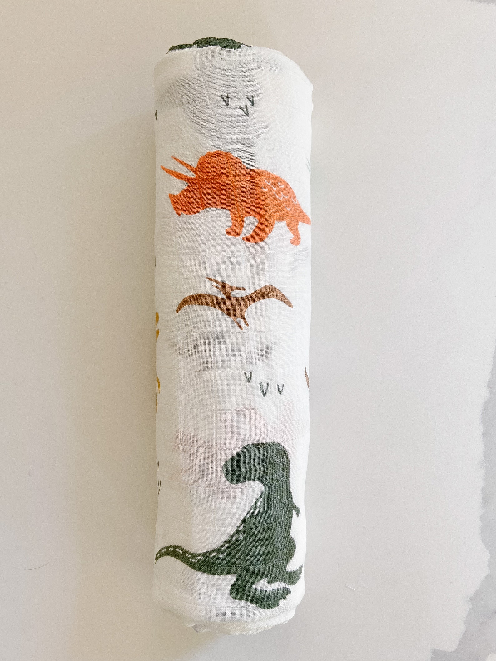Dinosaur Muslin Baby Swaddle Blanket Super Soft Bamboo and Cotton 47in